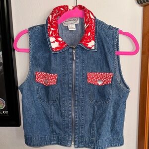 Stonebridge 90’s Women's Denim Vest with Red Accents